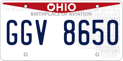 OH license plate GGV8650