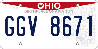 OH license plate GGV8671