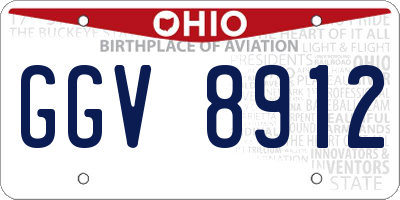 OH license plate GGV8912