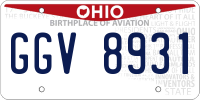 OH license plate GGV8931