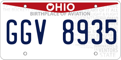 OH license plate GGV8935