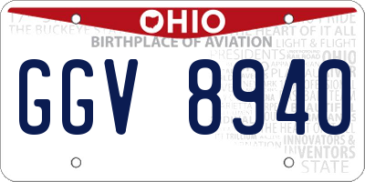 OH license plate GGV8940