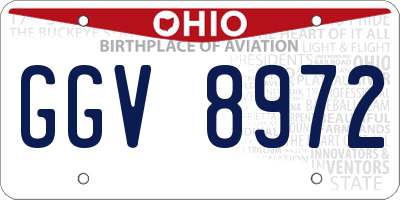 OH license plate GGV8972