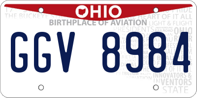 OH license plate GGV8984