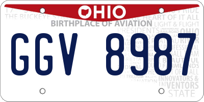 OH license plate GGV8987
