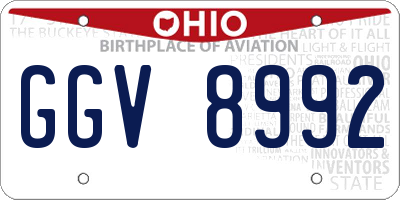 OH license plate GGV8992