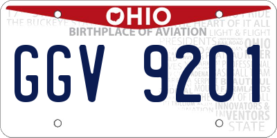 OH license plate GGV9201