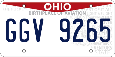 OH license plate GGV9265