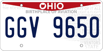 OH license plate GGV9650