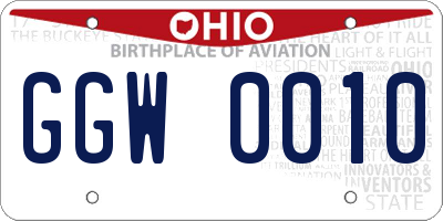 OH license plate GGW0010