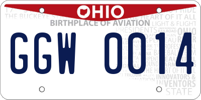 OH license plate GGW0014