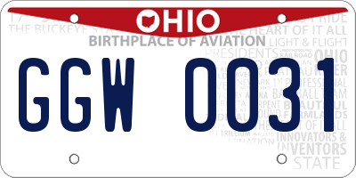 OH license plate GGW0031