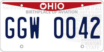 OH license plate GGW0042
