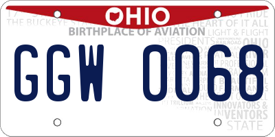 OH license plate GGW0068