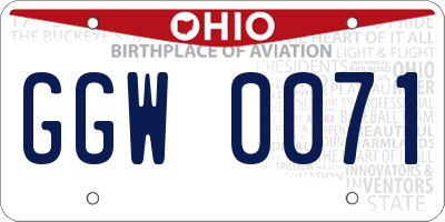 OH license plate GGW0071