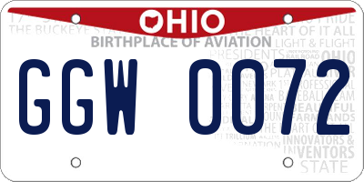 OH license plate GGW0072