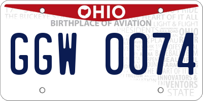 OH license plate GGW0074
