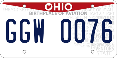 OH license plate GGW0076