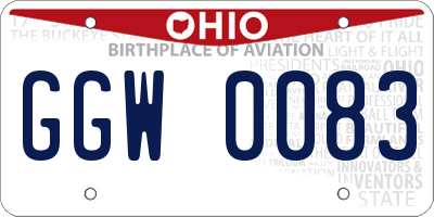 OH license plate GGW0083