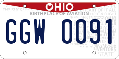 OH license plate GGW0091
