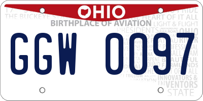 OH license plate GGW0097