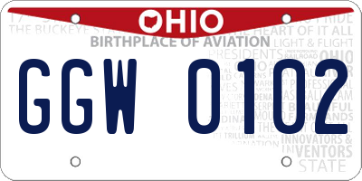 OH license plate GGW0102