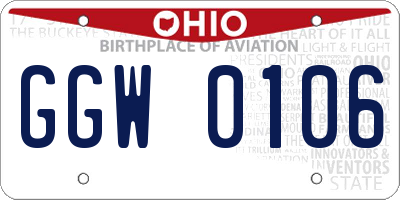 OH license plate GGW0106