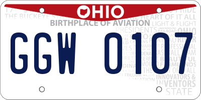 OH license plate GGW0107
