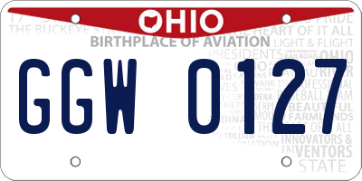 OH license plate GGW0127