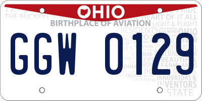 OH license plate GGW0129