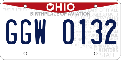 OH license plate GGW0132