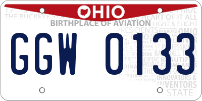 OH license plate GGW0133