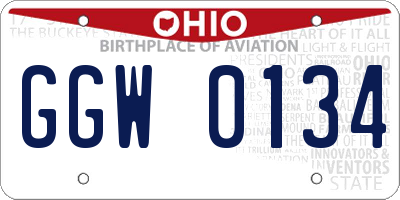 OH license plate GGW0134