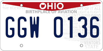 OH license plate GGW0136