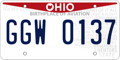 OH license plate GGW0137