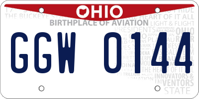 OH license plate GGW0144