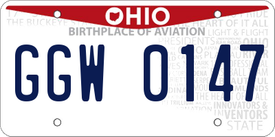 OH license plate GGW0147