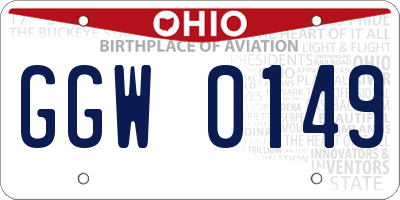 OH license plate GGW0149