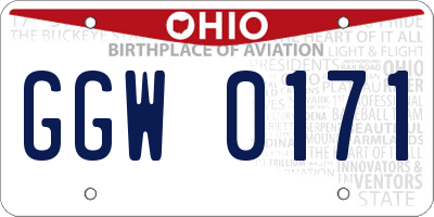 OH license plate GGW0171