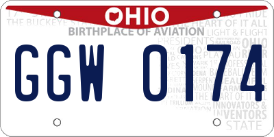OH license plate GGW0174