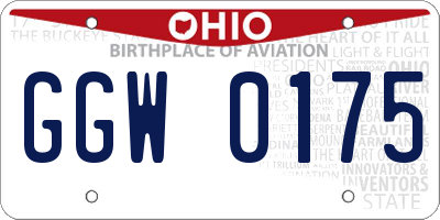 OH license plate GGW0175
