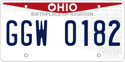 OH license plate GGW0182