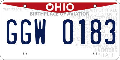 OH license plate GGW0183