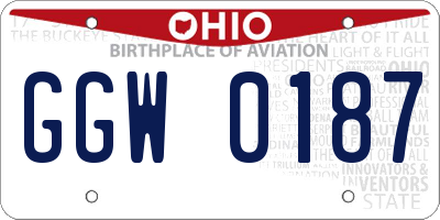OH license plate GGW0187