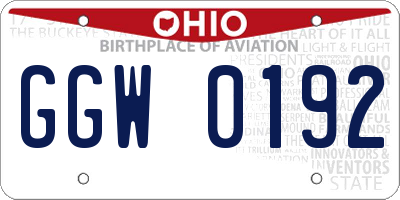OH license plate GGW0192