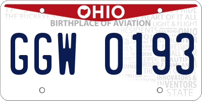 OH license plate GGW0193