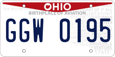 OH license plate GGW0195
