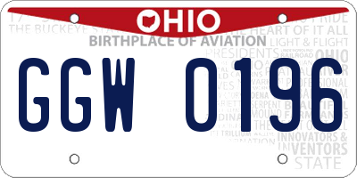 OH license plate GGW0196