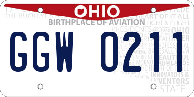 OH license plate GGW0211