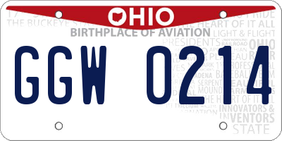 OH license plate GGW0214